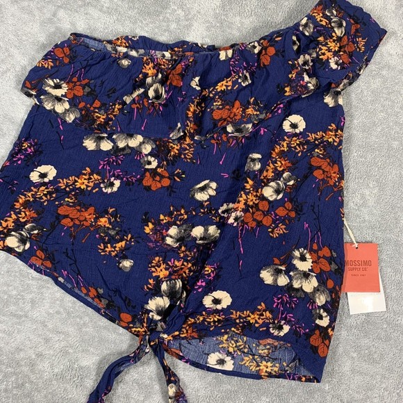 Mossimo Supply Co. NWT Floral Ruffle One Shoulder Blouse Size Large Women’s - Picture 2 of 9